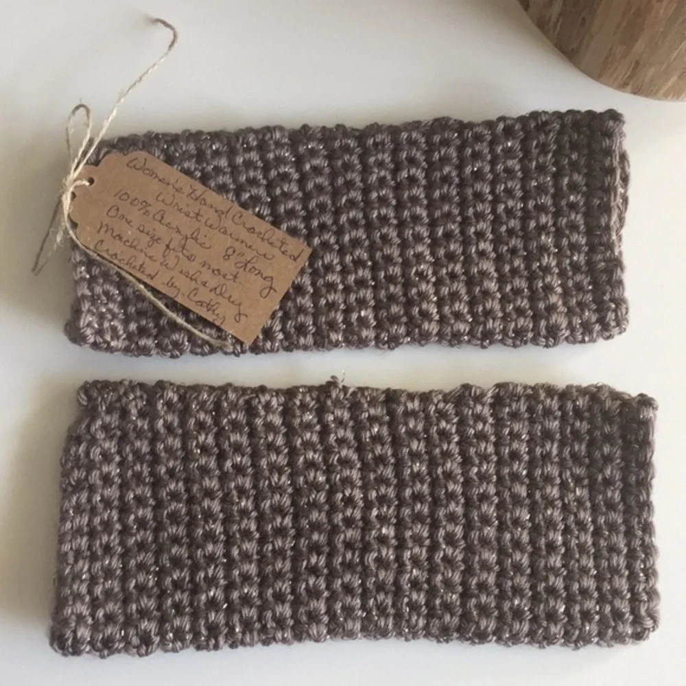 Handmade Fingerless Gloves Chocolate Glitter Extra Soft Text Crochet Gift
